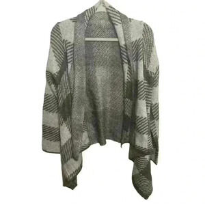 Maurices Shawl Neck, Open Cardigan Gray White Plaid Houndstooth NWT Size XS